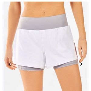 Fabletics Olesia Shine White Gray Shorts